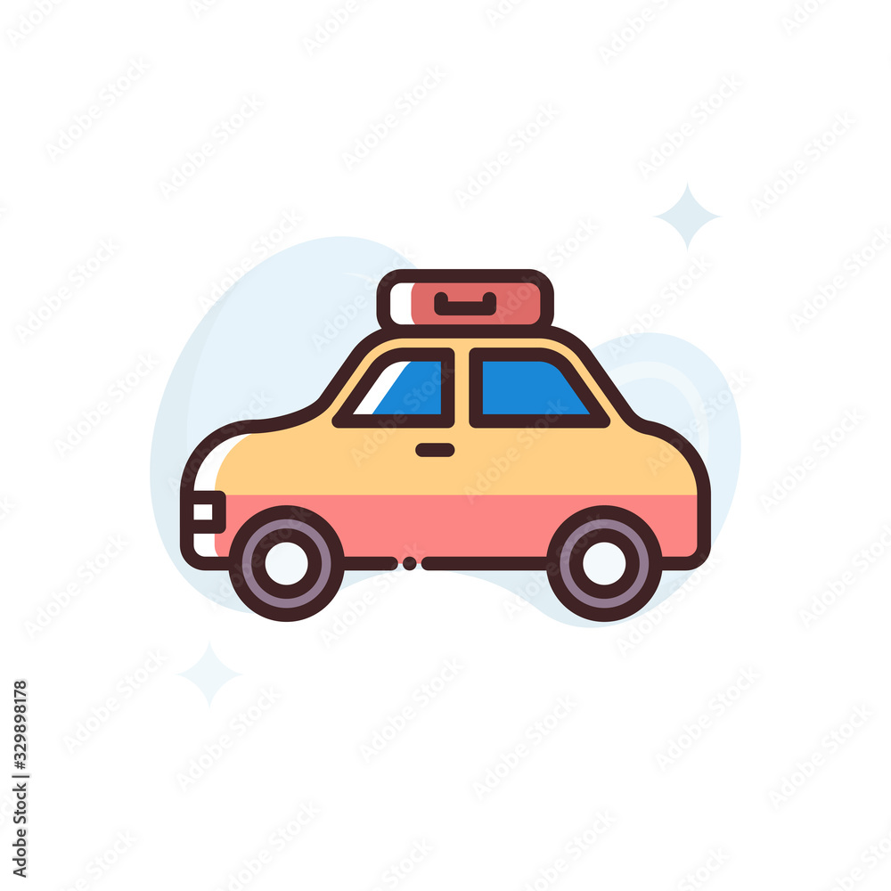 Car  Vector Icon Filled Outline Style Illustration.