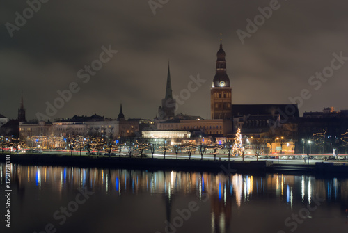 Riga, Latvia, panorama of the city in the evening