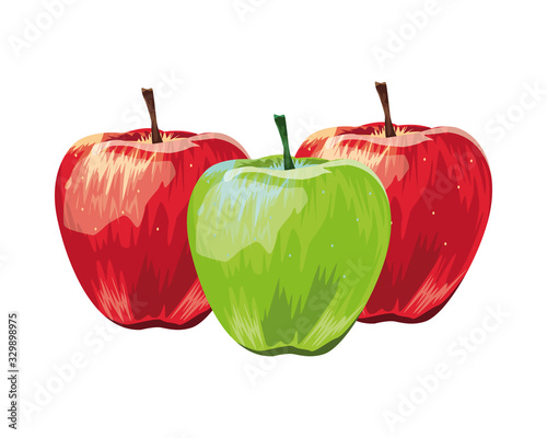 apples fresh fruits isolated icons