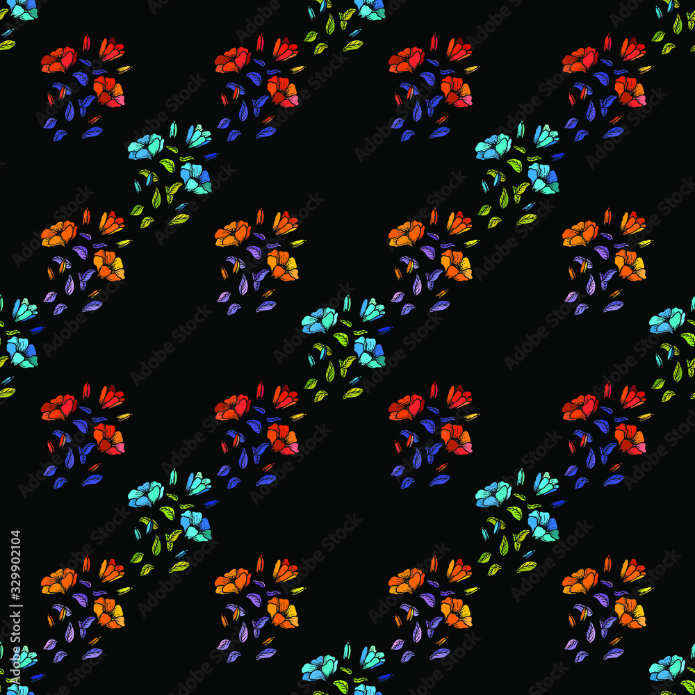 Obraz premium Seamless pattern of bouquets of flowers. EPS10 vector illustration.