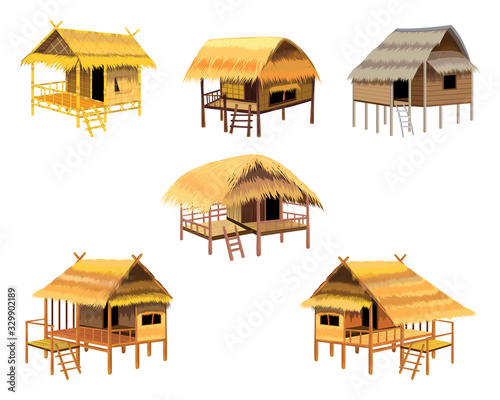 isolated straw hut on white background vector design