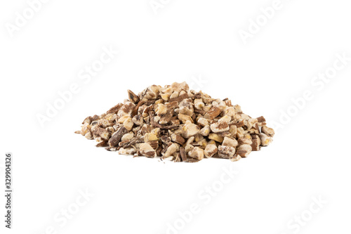 dandelion root or in latin Taraxaci radix heap of isolated on white background. medicinal healing herbs. herbal medicine. alternative medicine