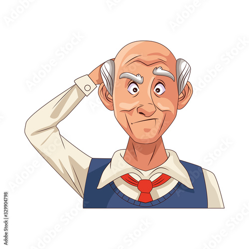 old grandfather character isolated icon