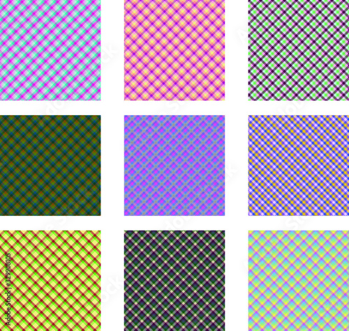 Seamless background set of plaid pattern, vector illustration