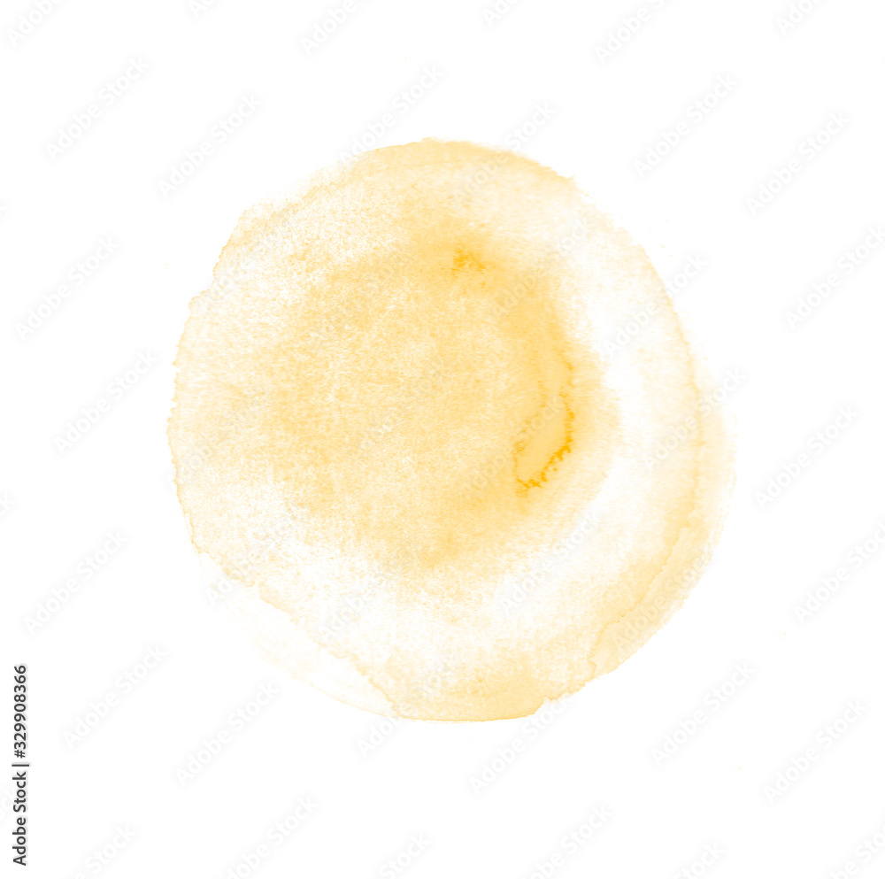 Yellow watercolor isolated brush. Beautiful yellow circle brush Yellow watercolor isolated brush. Beautiful yellow circle brush