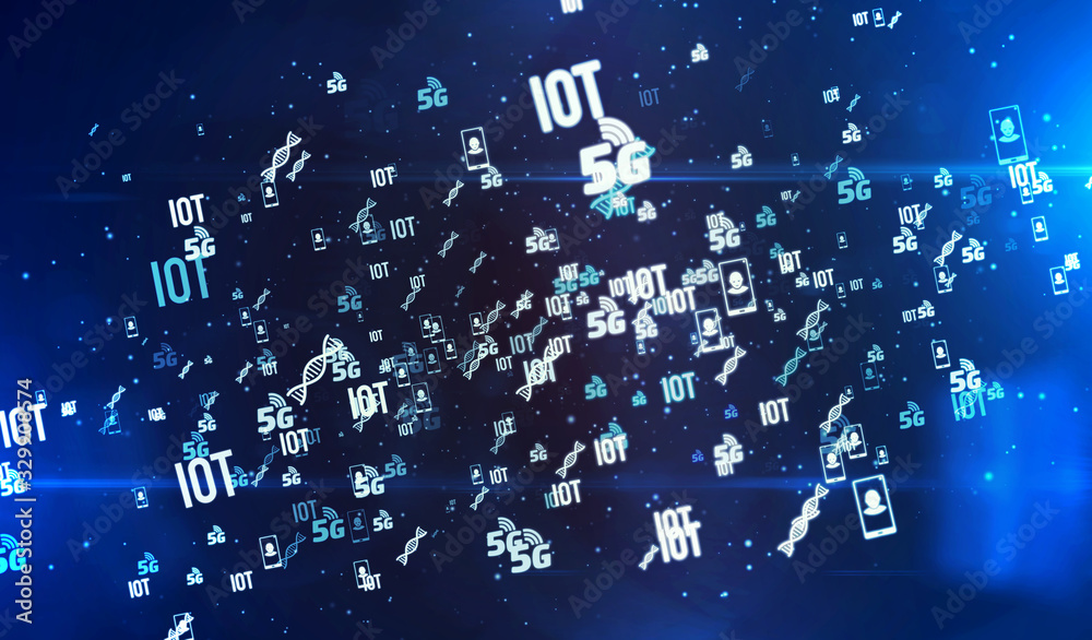 5G symbols digital background