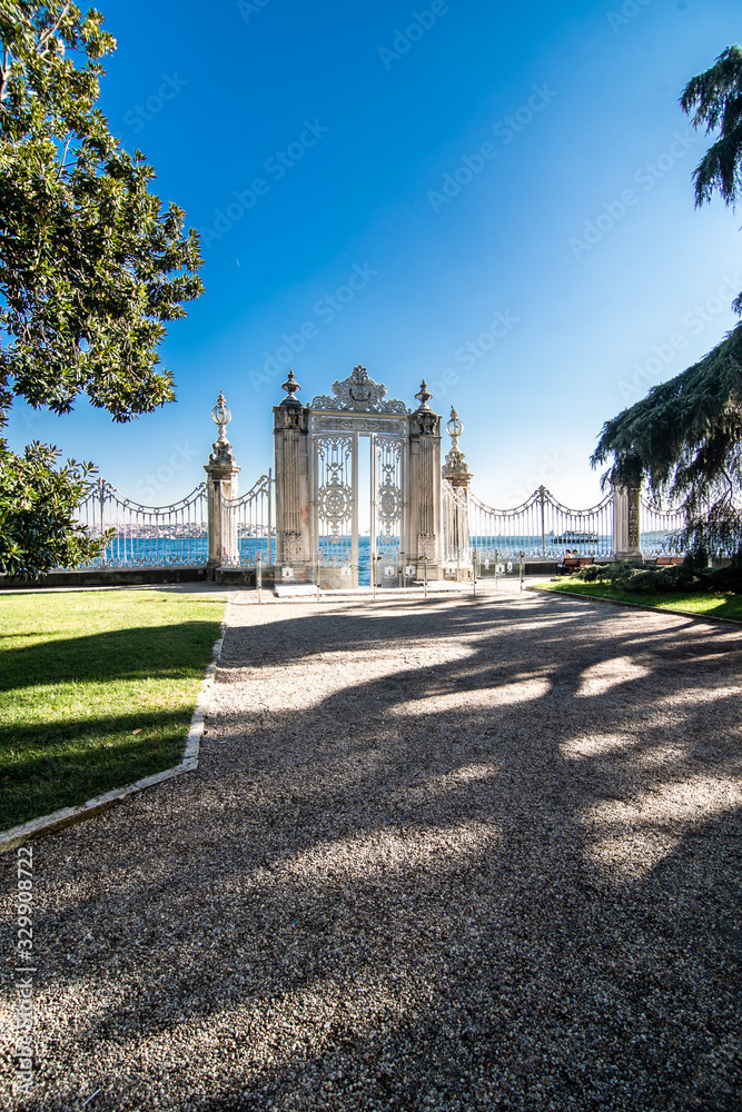 Istanbul, Turkey - October, 2019: one of the gates of the Palace of Dolmabahce, Istanbul Turkey