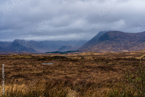 Scottish mountains landscape clouds rain