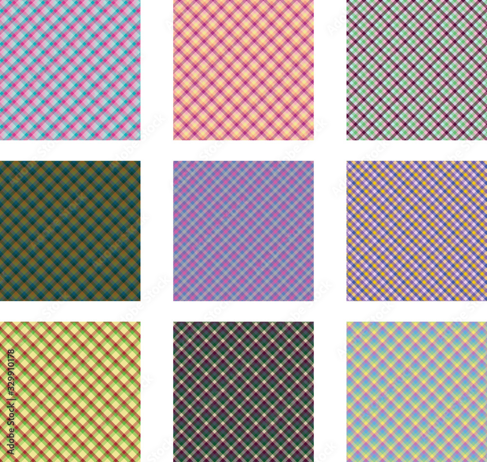 Seamless background set of plaid pattern, vector illustration Seamless background set of plaid pattern, vector illustration