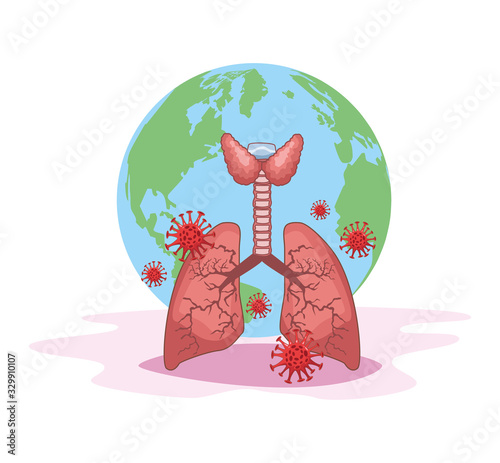 lungs and planet corona virus scene