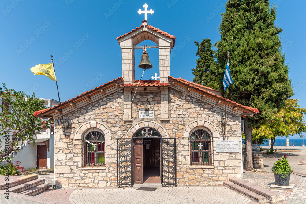 Kallithea, Greece - September 05,2019: Saint Nicholas Orthodox Church in Kallithea, Halkidiki