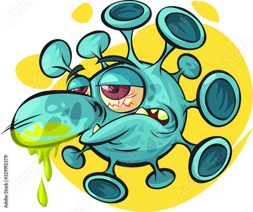 Cartoon exhausted virus character, isolated. (ID: 329913379)