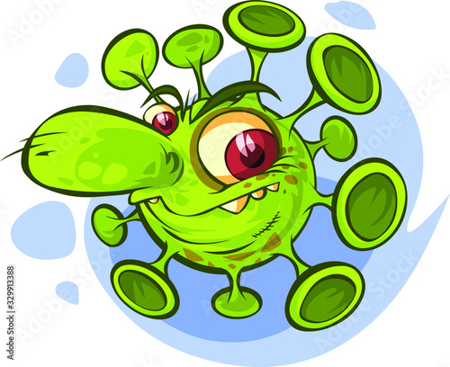 Cartoon evil virus character, isolated. (ID: 329913388)
