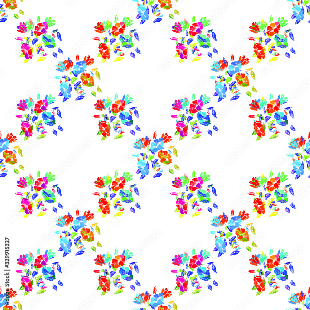 Seamless pattern of bouquets of flowers. EPS10 vector illustration.