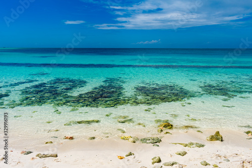 Fototapeta Naklejka Na Ścianę i Meble -  North Malé Atoll, Maldives - December 29 2019 - The magical Maldivian beach