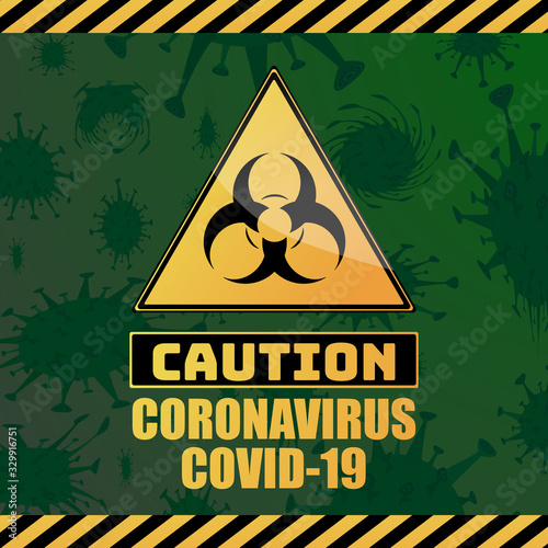 COVID-19 Wuhan coronavirus bacteria cell outbreak, coronavirus quarantine, stop pandemic 2020. For design, logo, symbol, icon, prevent brochure. SARS medical risk alert. Vector illustration background