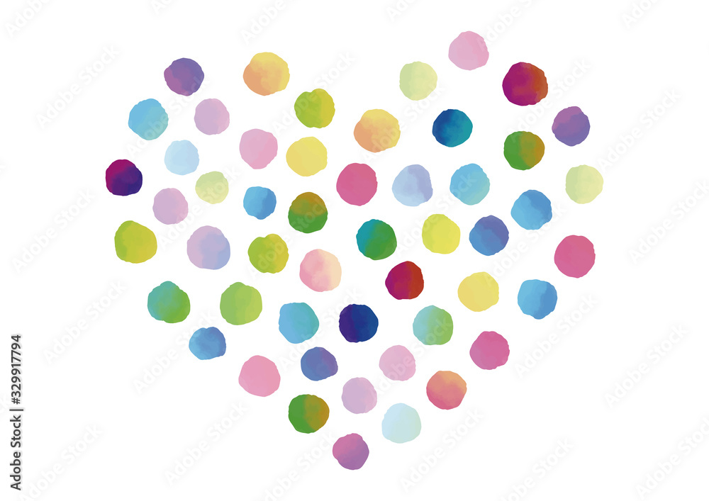  Colorful hand-painted watercolor dots LOVE