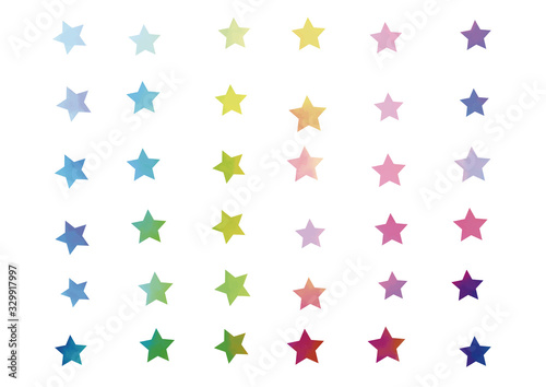 Set of stars painted in watercolor