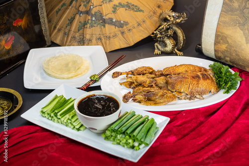 Pekin duck in chenese on table in cheenese style photo