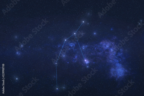 Perseus Constellation in outer space. Perseus constellation stars on the night sky. Elements of this image were furnished by NASA
