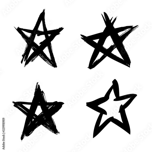 Set of stars painted by hand.