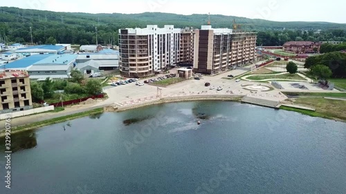 over lake Krugloe and town, city Goryachy Kluch, photo