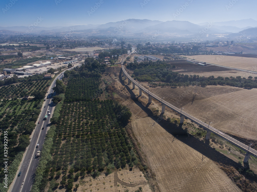 railway bridge with mountains