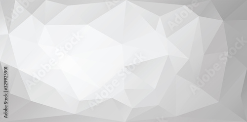 Polygonal background with white and gray irregular triangles. Triangular geometric banner template. Vector eps8 illustration without transparency.