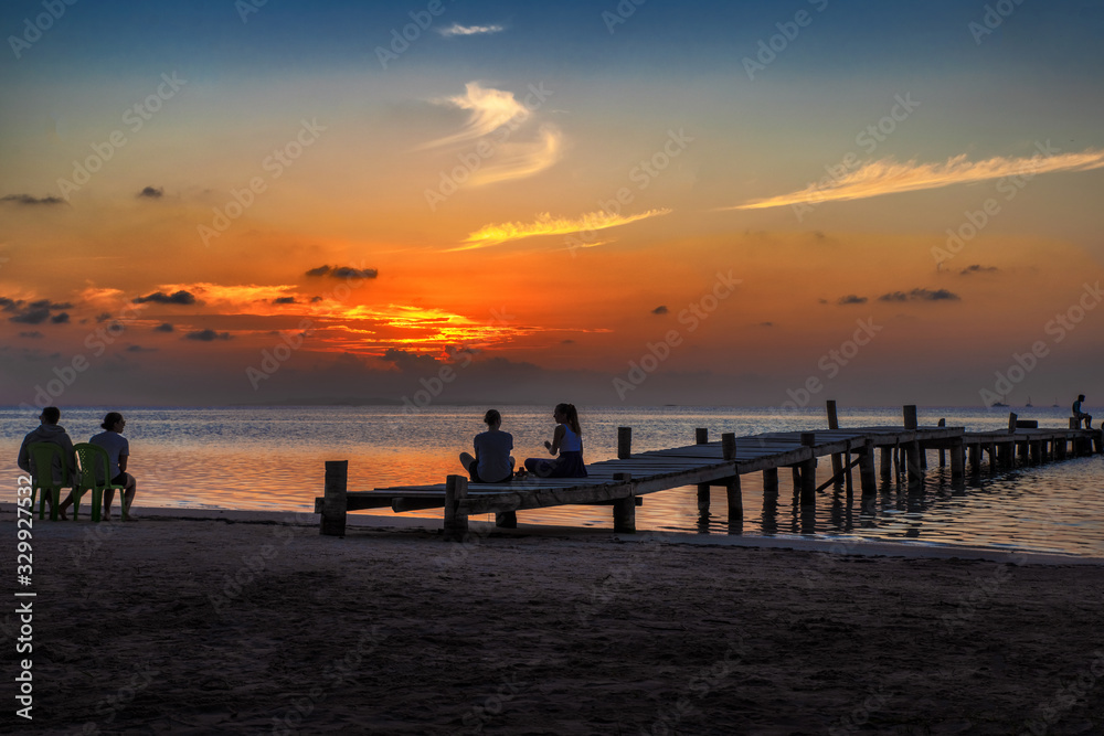 Beautiful sunset in San Blas Island at politically autonomous Guna territory in Panama.