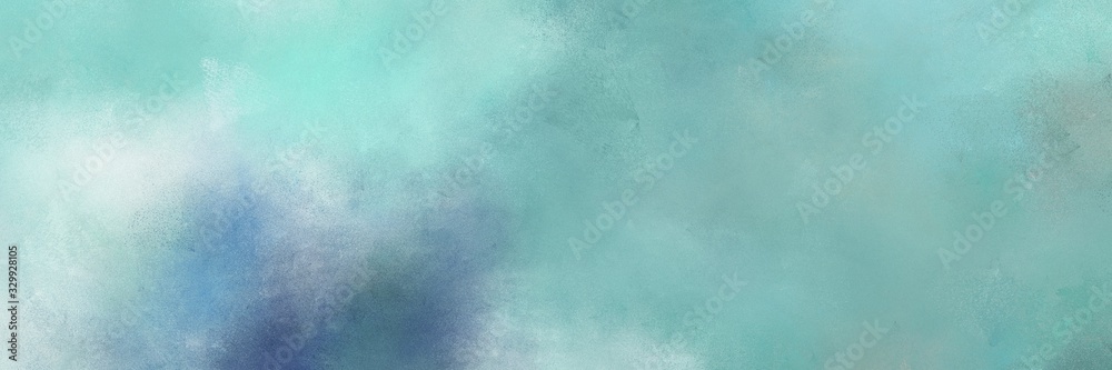 abstract painted art retro horizontal texture background  with pastel blue, light gray and teal blue color