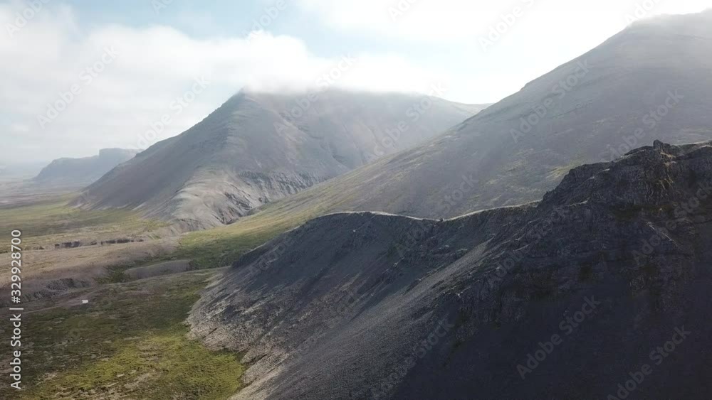 Aerial Flying Forward Toward Volcanic Mountain Ridgeline Aerial Flying Forward Toward Volcanic Mountain Ridgeline