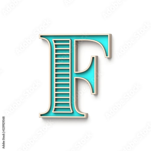 Classic old fashioned font Letter F 3D