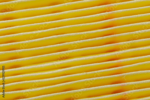 yellow air filter for car engine  macro view