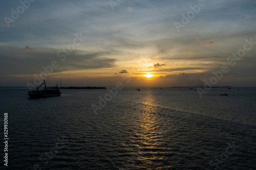 Malé, Maldives - December 28 2019 - The colorful sunset in Male