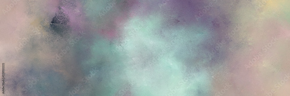 abstract painted art grunge horizontal banner background  with dark gray, powder blue and pastel gray color