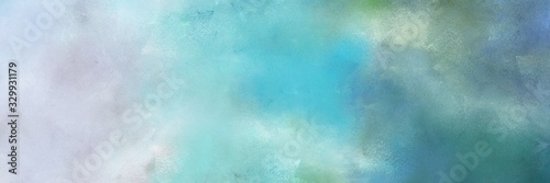 abstract painted art decorative horizontal header with pastel blue, teal blue and light gray color