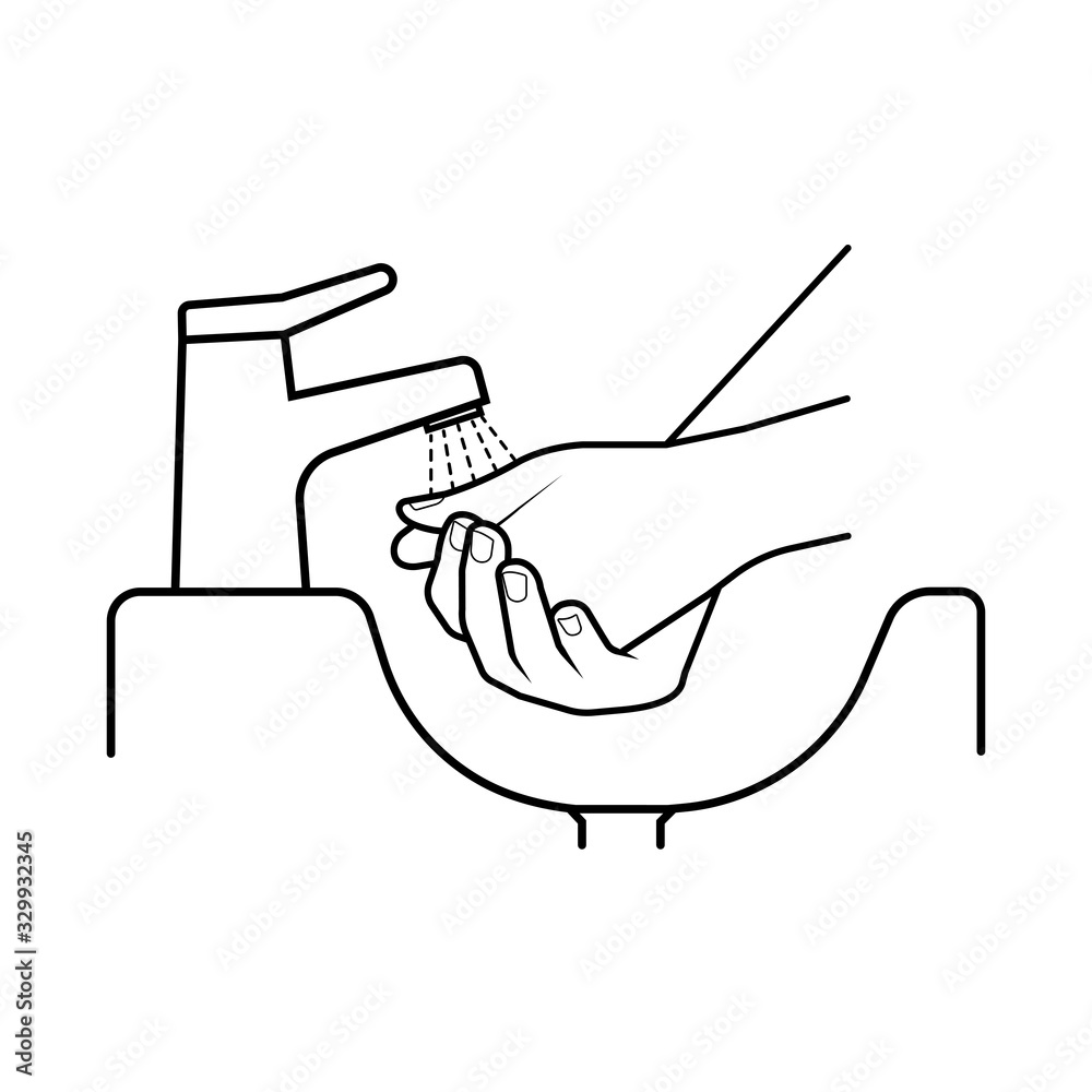 man washing hands vector icon