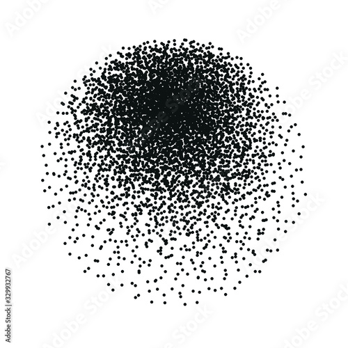 Ball of stars dots looks like a planet in the white space. Graphic design vector illustration
