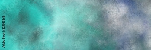 vintage painted art antique horizontal header with cadet blue, pastel blue and light sea green color