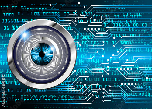 Blue eye cyber circuit future technology concept background