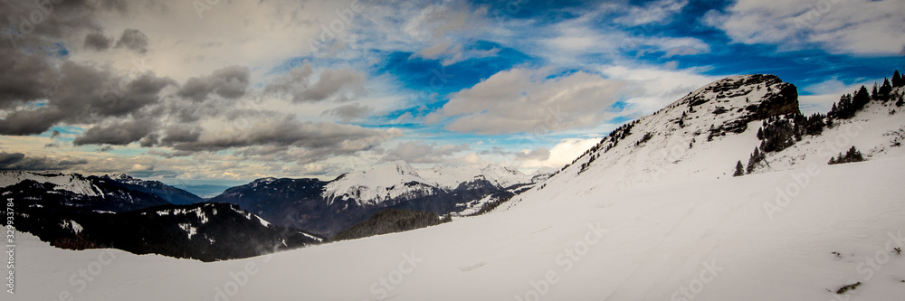 Snowy mountain landscape, France, Haute Savoie, D3dec
