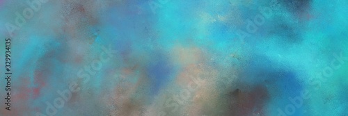 abstract painted art old horizontal background header with cadet blue, dark gray and medium turquoise color