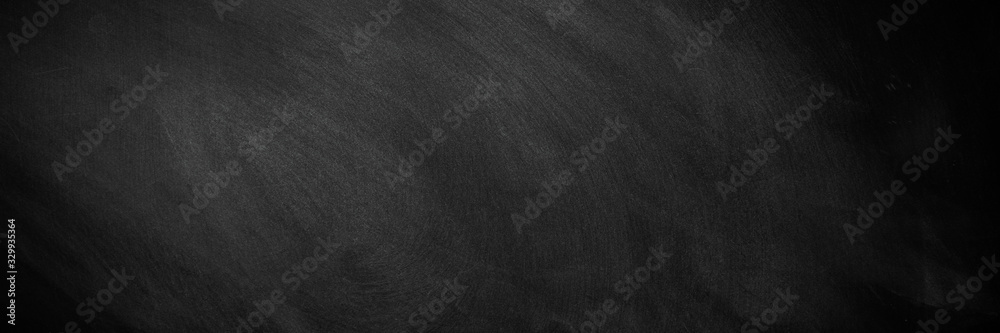 Fototapeta premium wide Chalkboard texture background. blackboard wall backdrop wallpaper, dark tone. black banner billboard.