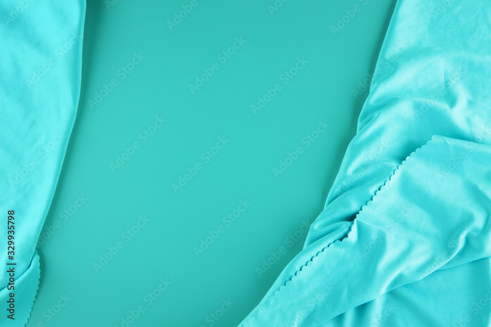 green blue crumpled cloth texture background. clean fabric texture background ,wavy fabric.