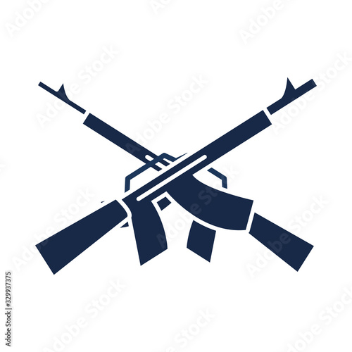 memorial day crossed gun military american celebration silhouette style icon