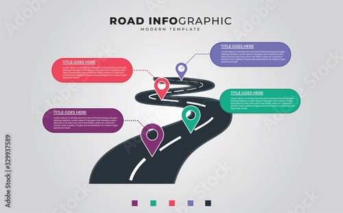 Road infographic with four steps