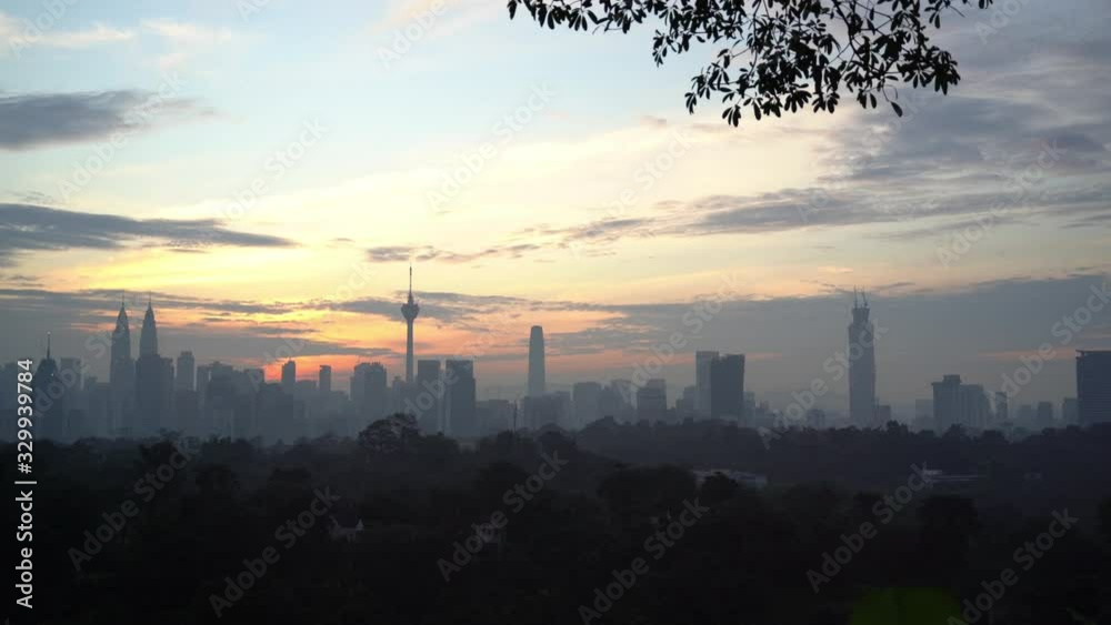 4k establishing cinematic b-roll shot of sunrise at Kuala Lumpur city skyline. 4k establishing cinematic b-roll shot of sunrise at Kuala Lumpur city skyline.