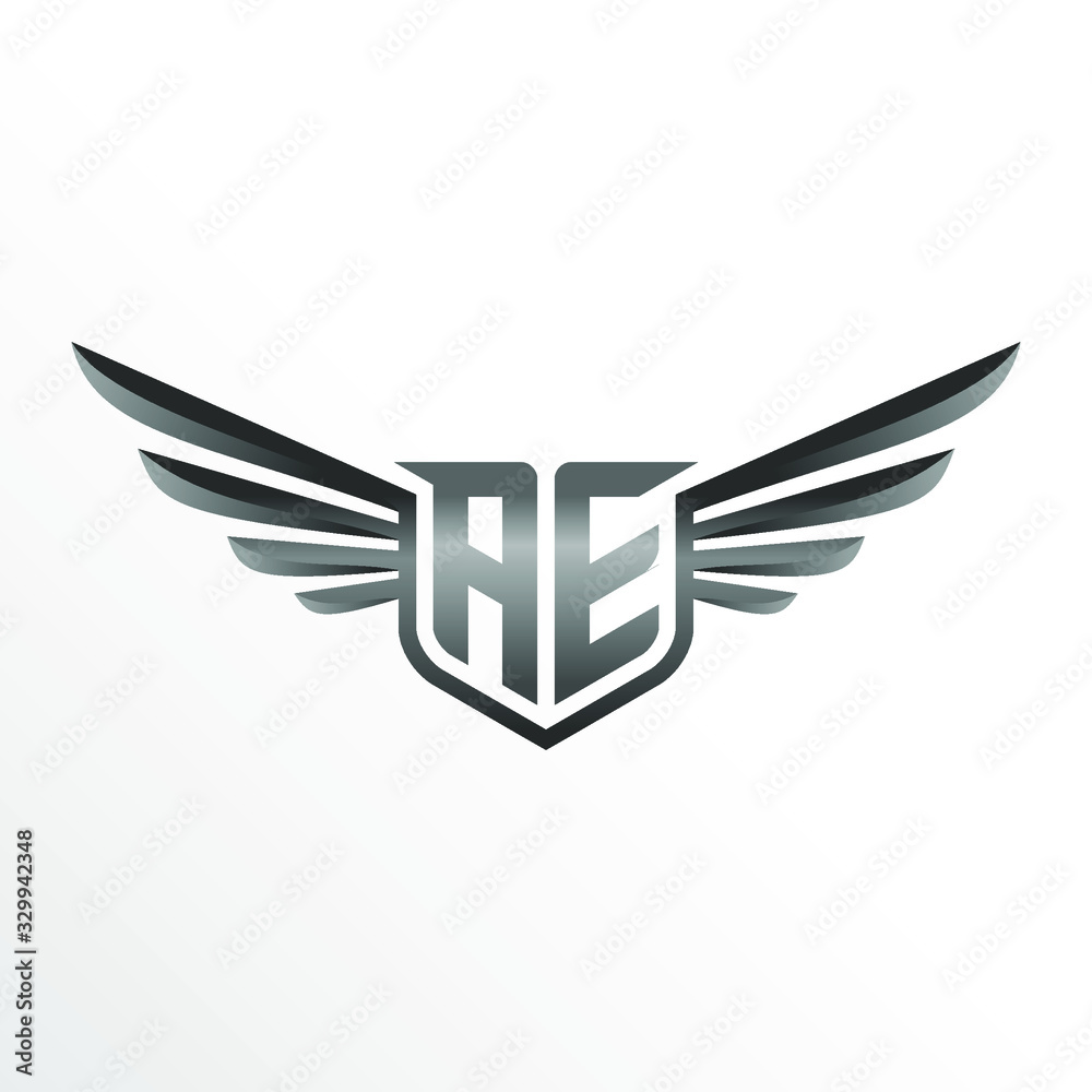 Initial Letter AE with Wings Initial Letter AE with Wings
