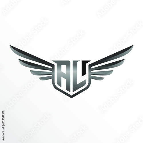 Initial Letter AL with Wings