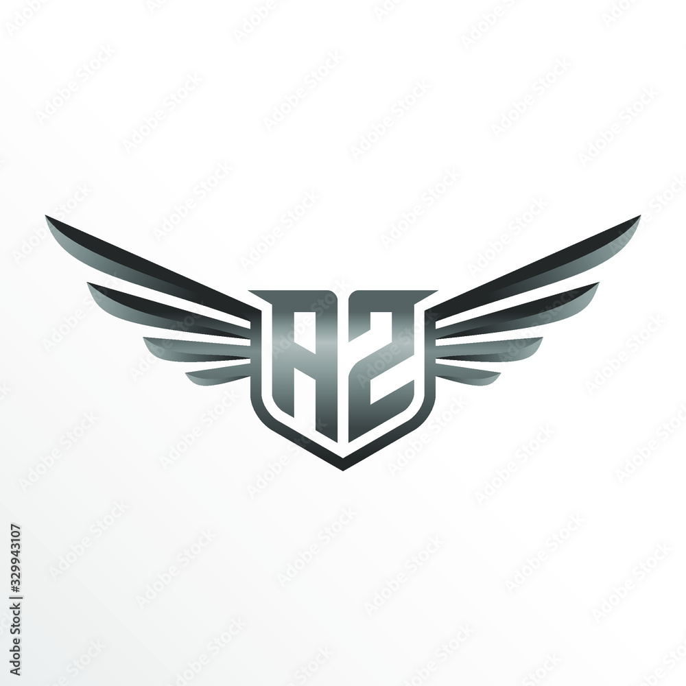 Initial Letter AZ with Wings Initial Letter AZ with Wings